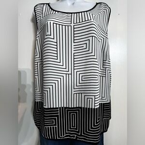 Tommy Hilfiger Black White Sleeveless Top  tag missing L/XL 22 in pit to pit